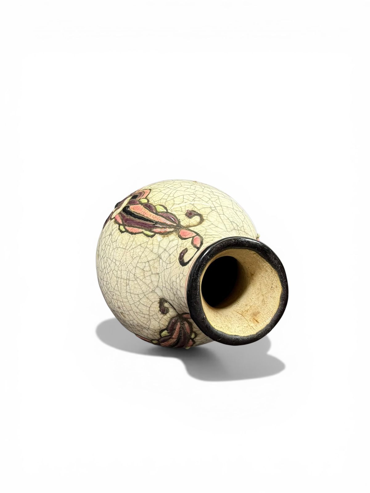 Vaso Art Déco com decoração floral estilizada