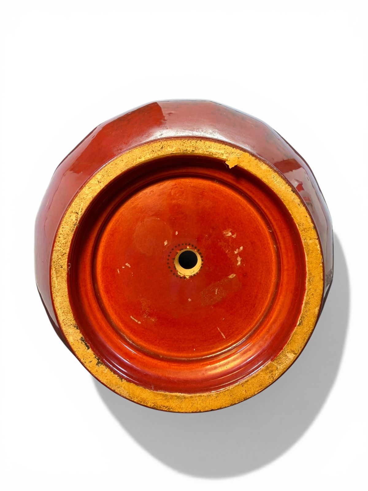 Vaso Art Déco em cerâmica esmaltada vermelho flambé