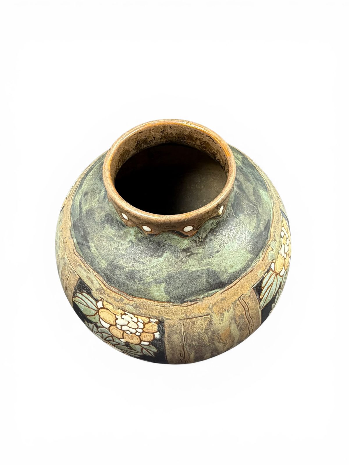 Vaso Art Déco com decoração floral em painéis