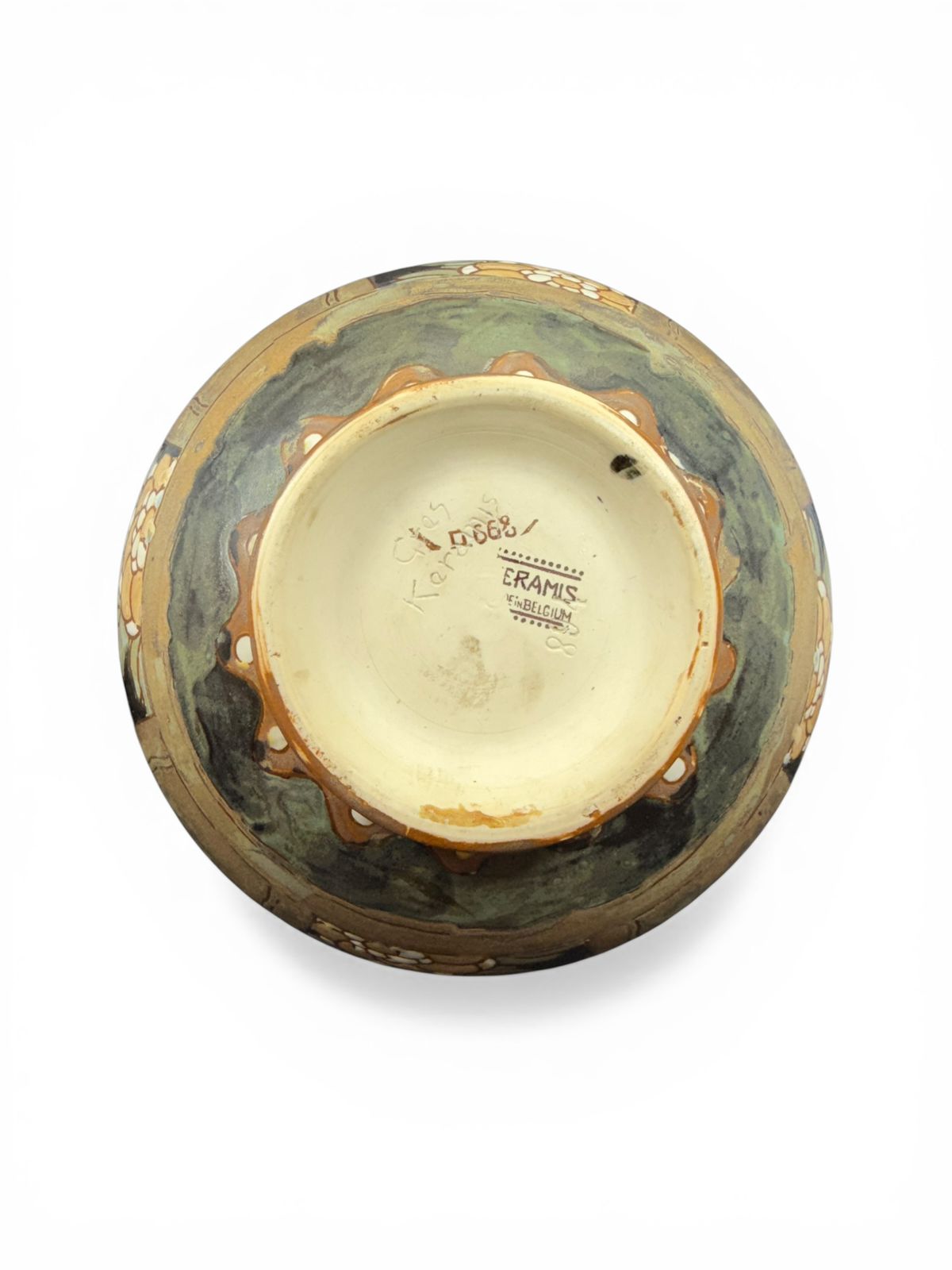 Vaso Art Déco com decoração floral em painéis