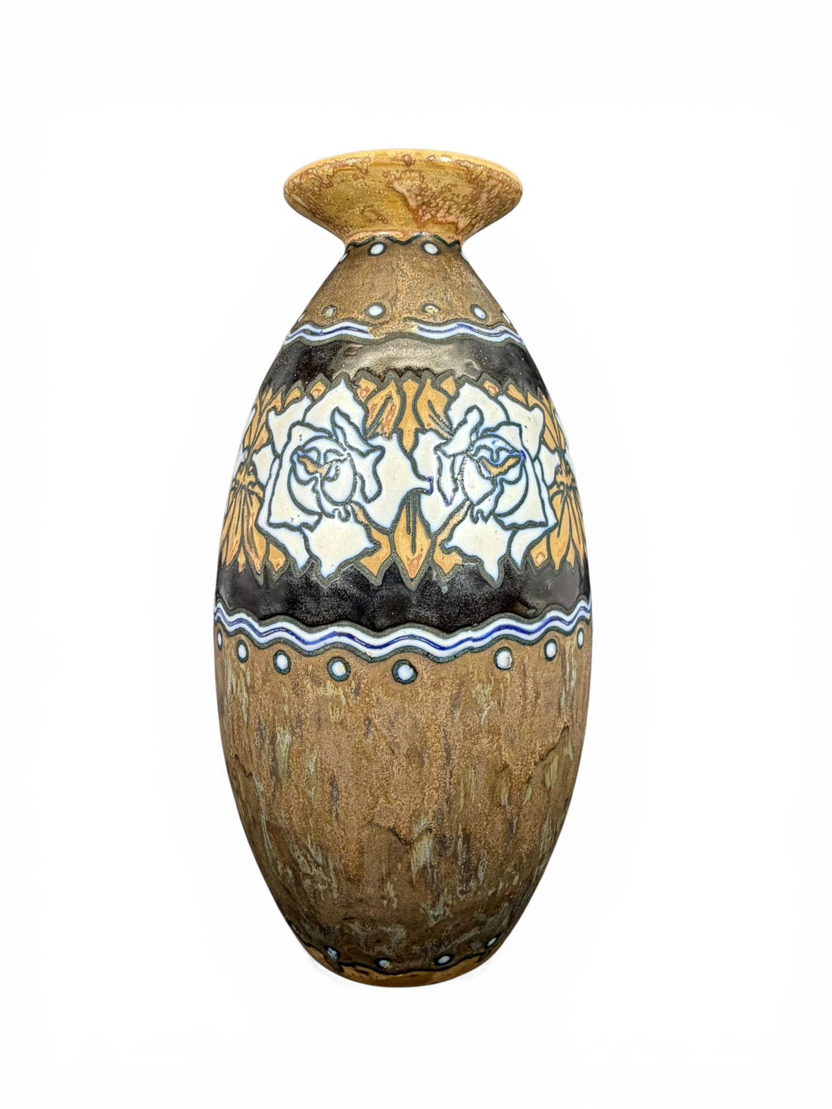 Vaso Art Déco com decoração floral estilizada