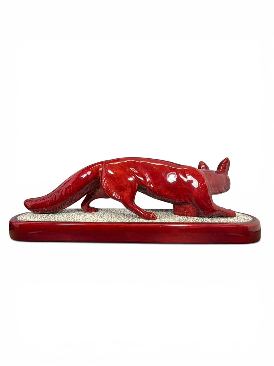 Escultura Art Déco “Raposa” em cerâmica vidrada