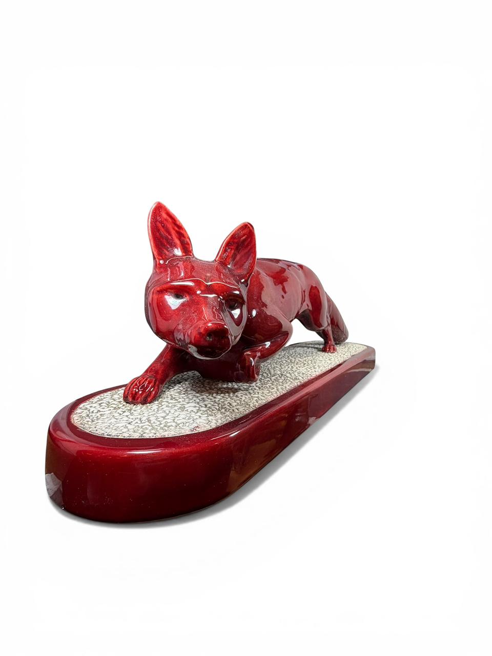 Escultura Art Déco “Raposa” em cerâmica vidrada