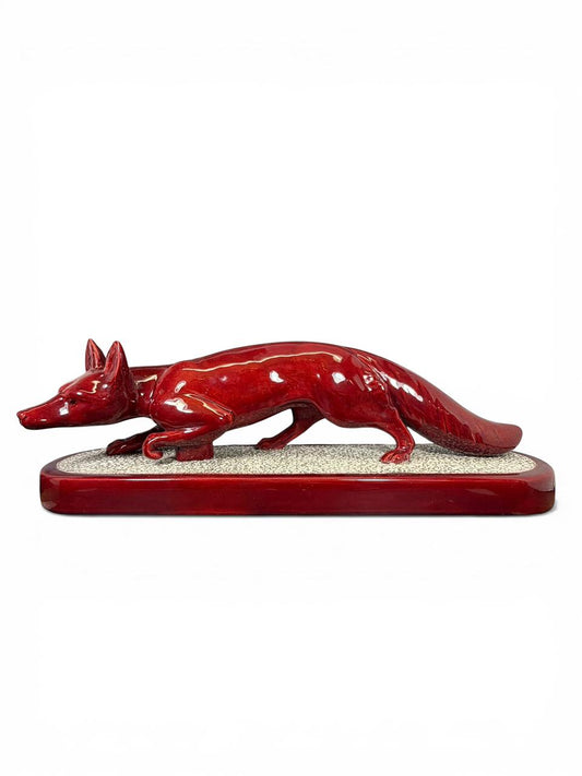Escultura Art Déco “Raposa” em cerâmica vidrada