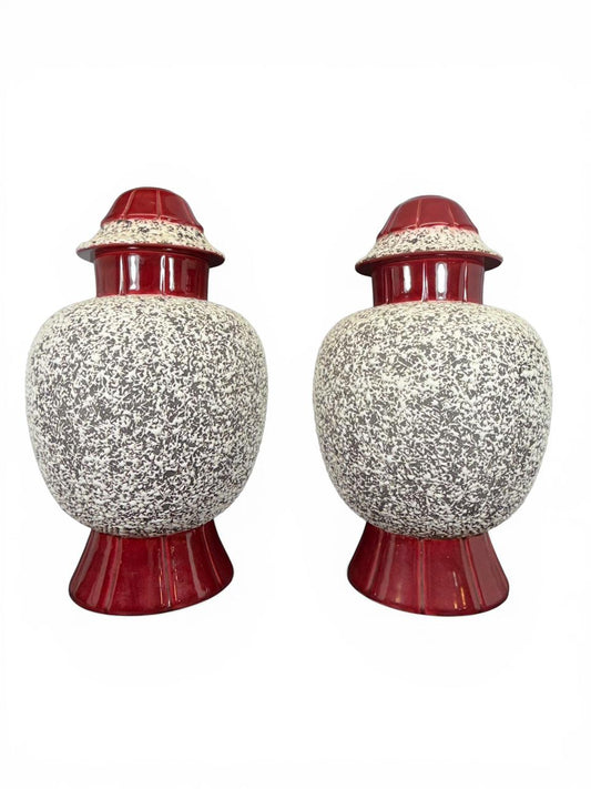 Par de vasos Art Déco em cerâmica vidrada