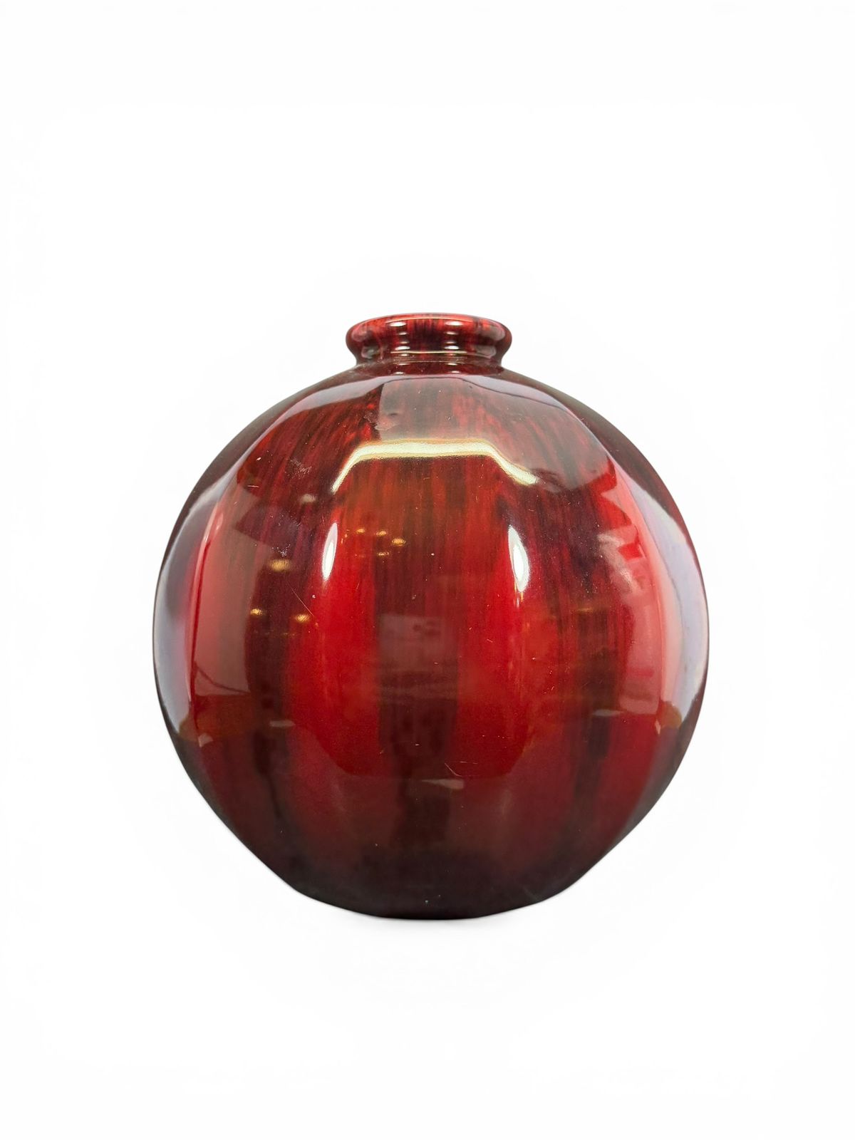 Vaso Art Déco em cerâmica esmaltada vermelho flambé