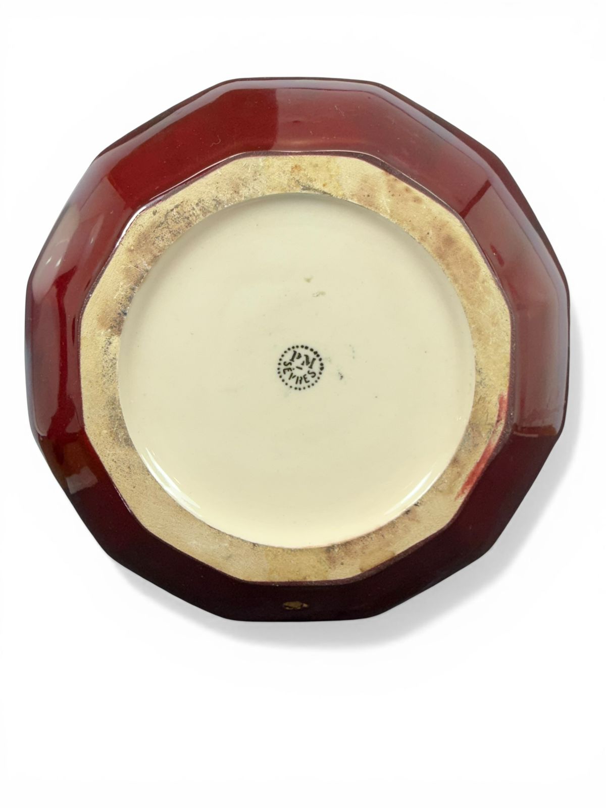 Vaso Art Déco em cerâmica esmaltada vermelho flambé