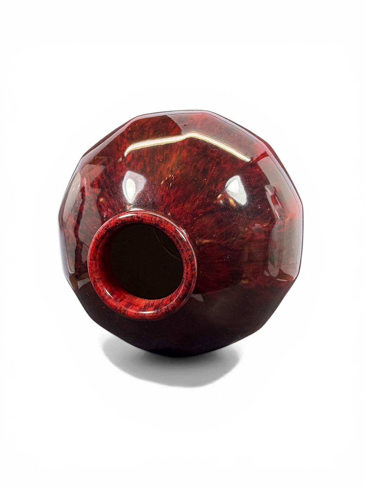 Vaso Art Déco em cerâmica esmaltada vermelho flambé