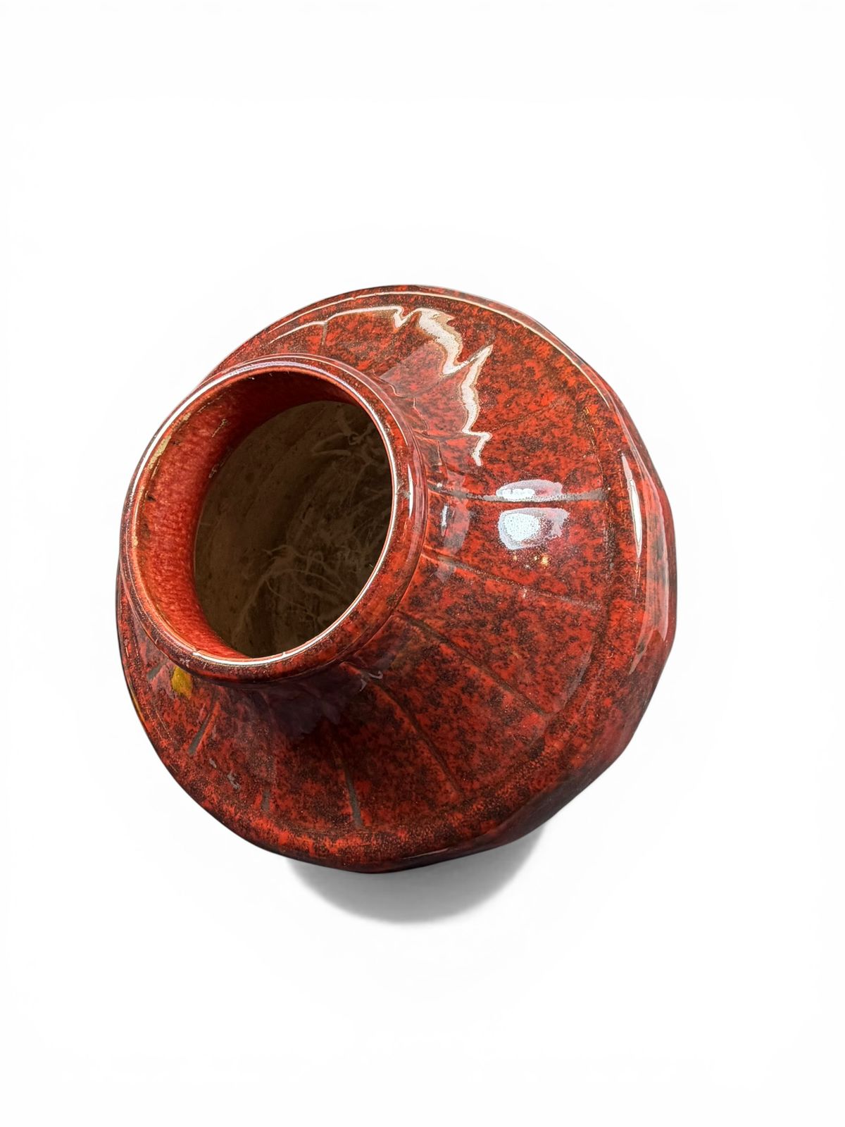 Vaso Art Déco em cerâmica esmaltada vermelho flambé