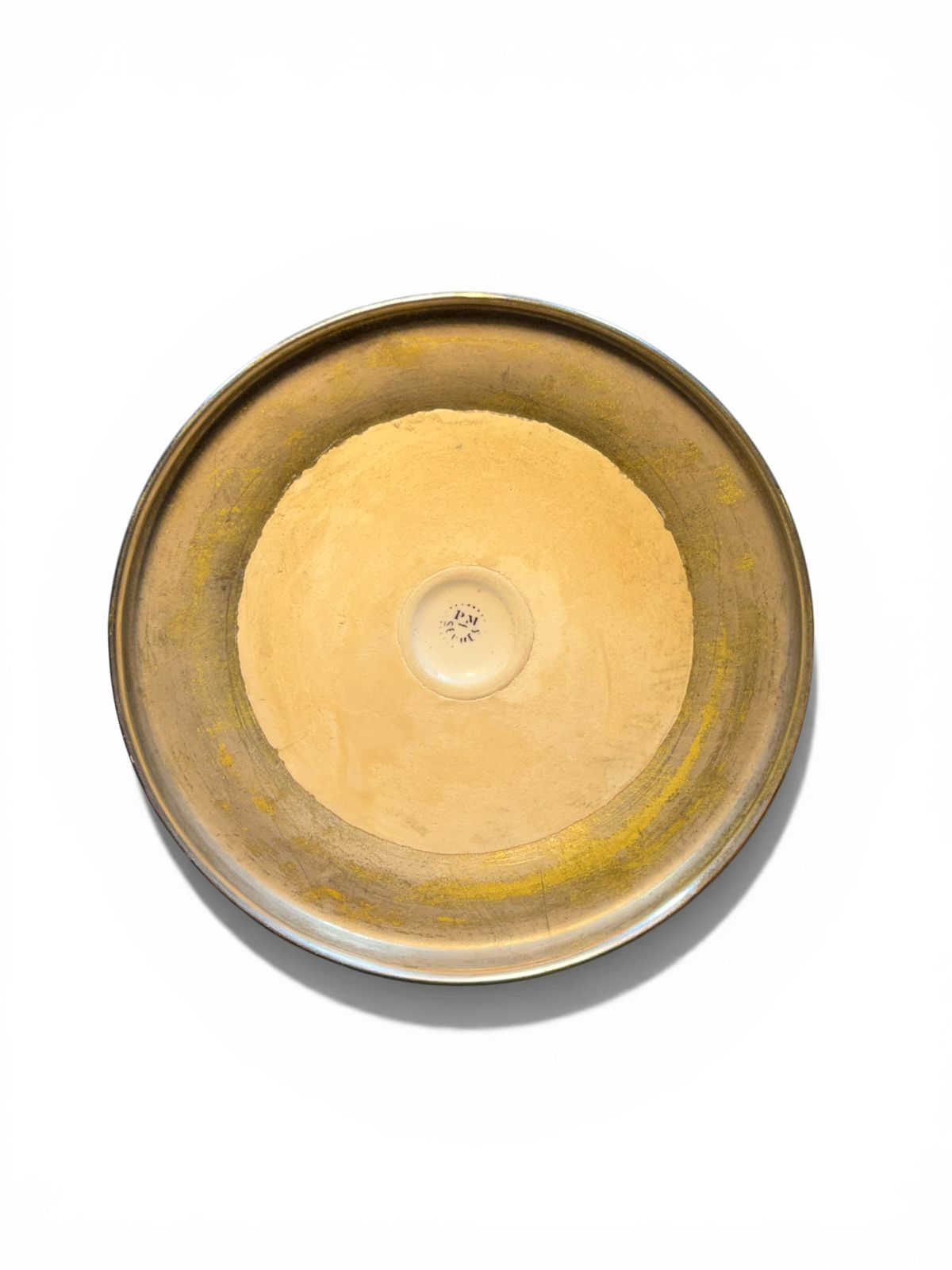 Vaso Art Déco em cerâmica esmaltada com base metálica