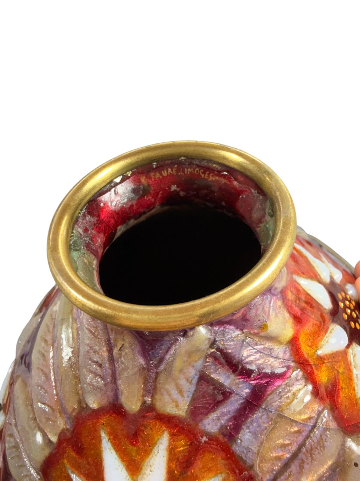 Camille Fauré (1874–1956) – Vase floral en émail polychrome